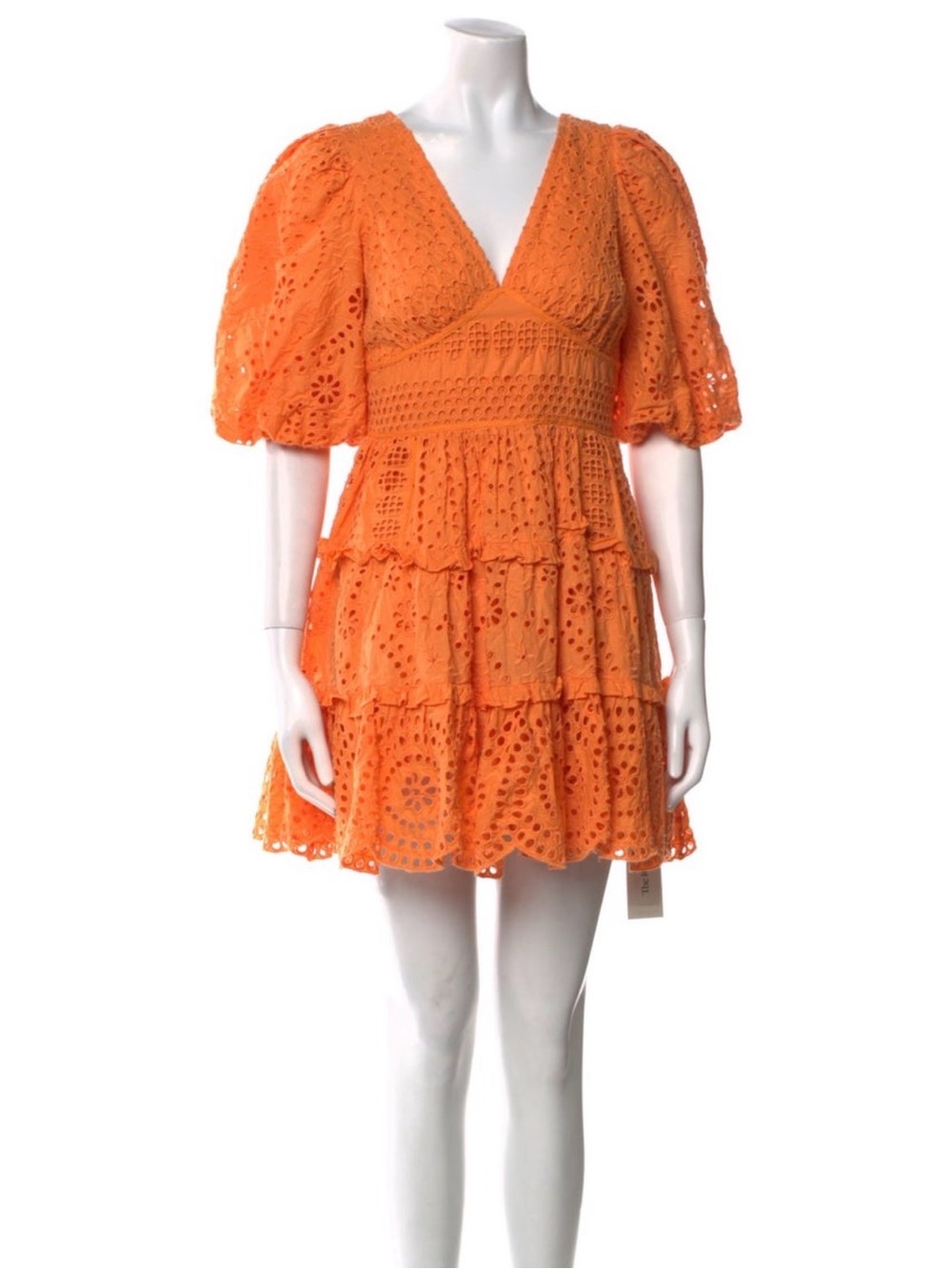 Cynthia Rowley Eyelet Tiered Mini Dress in Orange